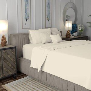 NWT Aireolux 800 Thread 4-Piece Lightweight Supima Cotton Sheets Set Ecru King